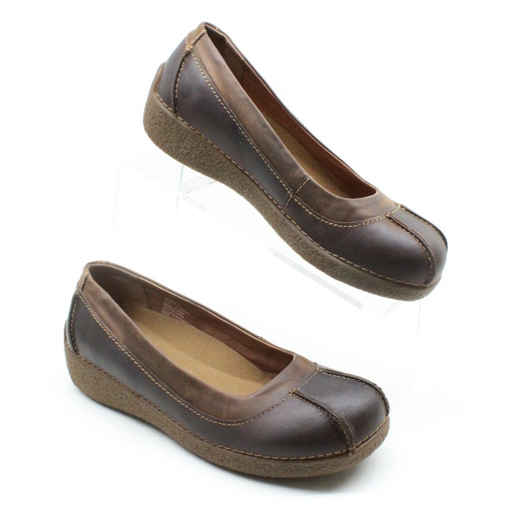 Duluth Trading Andina Skimmer Brown Distressed Oiled Leather Slip On Shoe 7.5 M